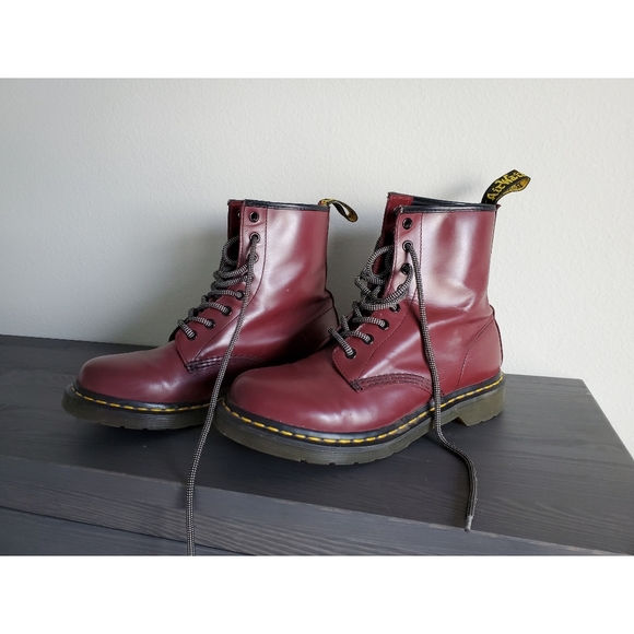 Dr. Martens Shoes - Dr. Martens Burgundy Lace Up Boots (9, New laces)
